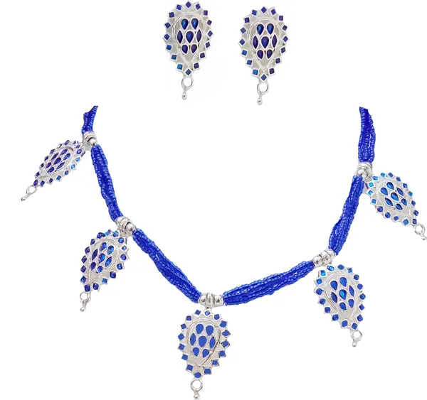 Assamese_Traditional_Silver_Plated_Blue_Minakari_Golpata_Necklace_Set_For_Women